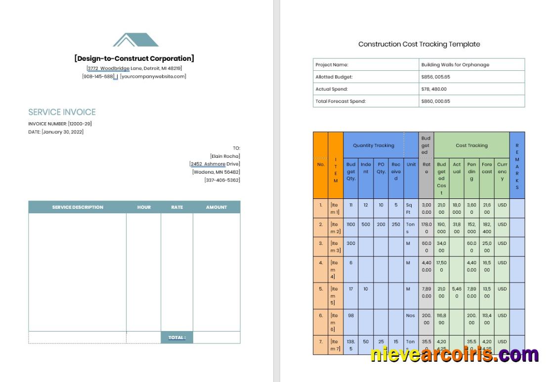 Contractor Job Invoice